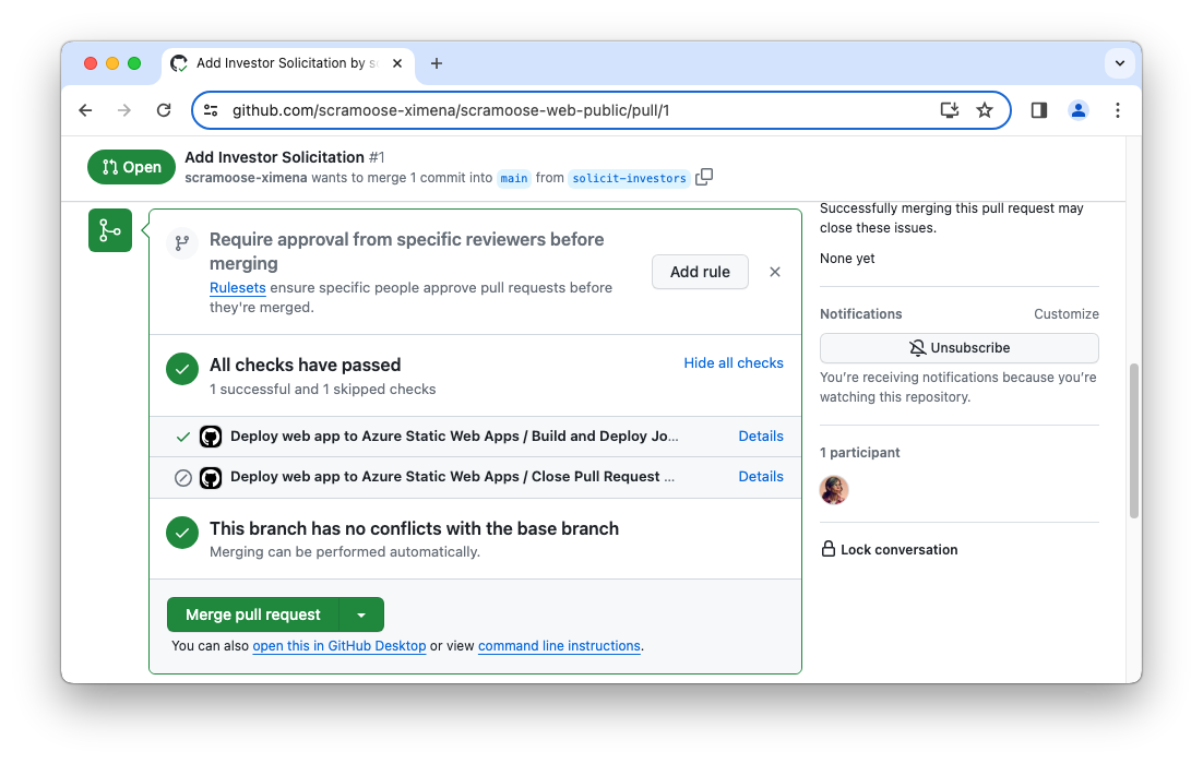 GitHub PR ready to merge