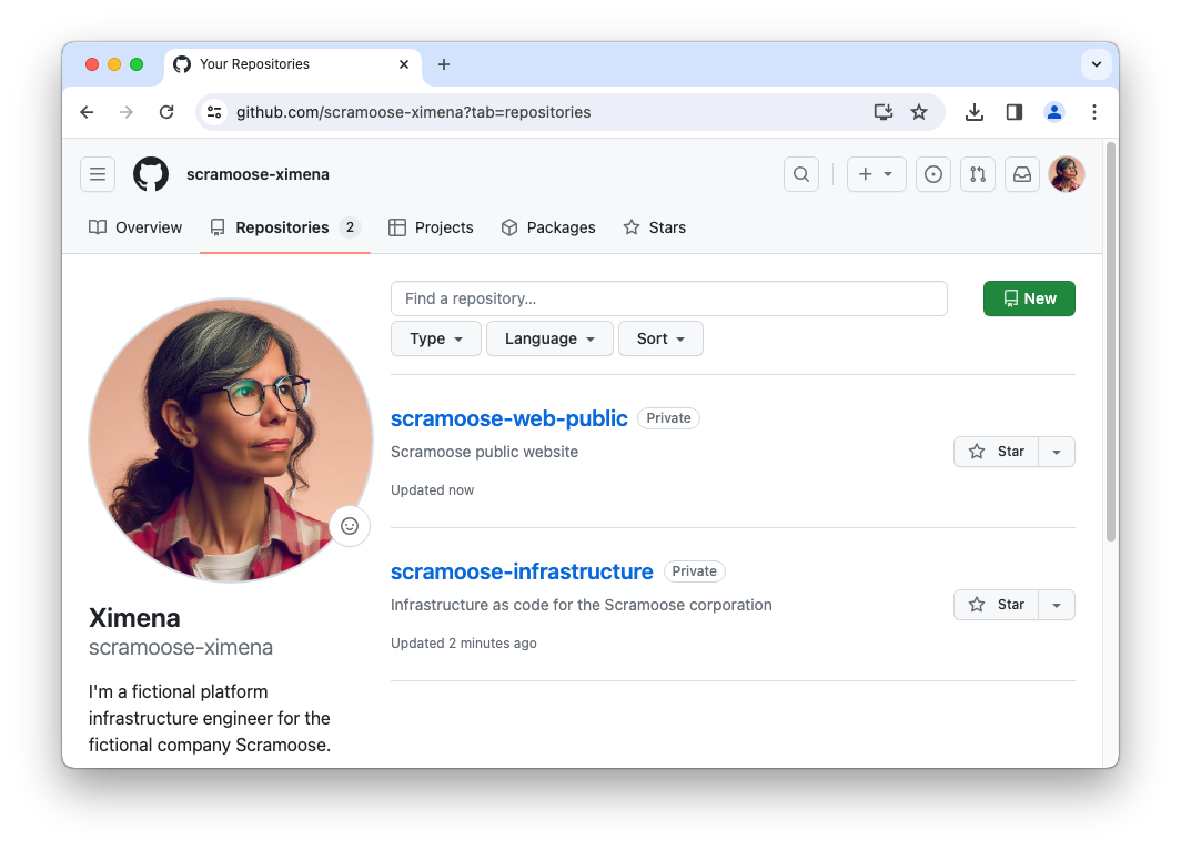 GitHub repositories page