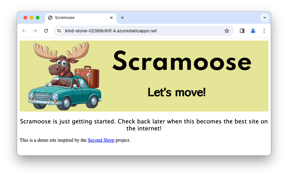 deployed Static Web App site