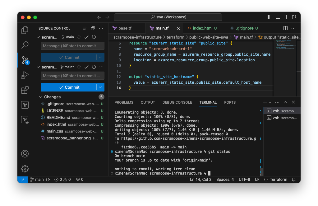 VS Code after pushing to GitHub