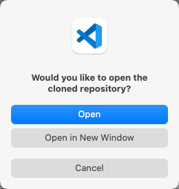 VS Code prompt to open cloned repo