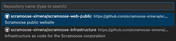 VS Code select GitHub repository