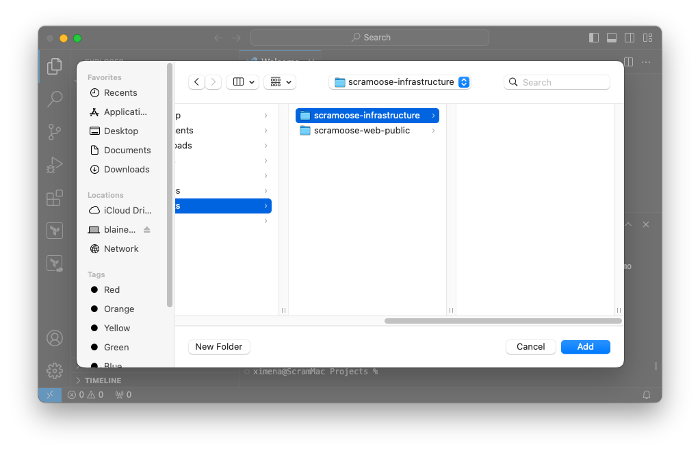 VS Code add folder to workspace