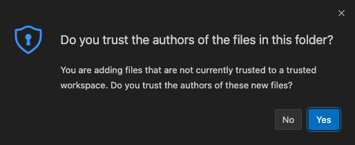 VS Code trust folder prompt